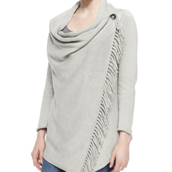 Neiman Marcus Sweaters - Pure Handknit Draped Metallic Knit Cardigan